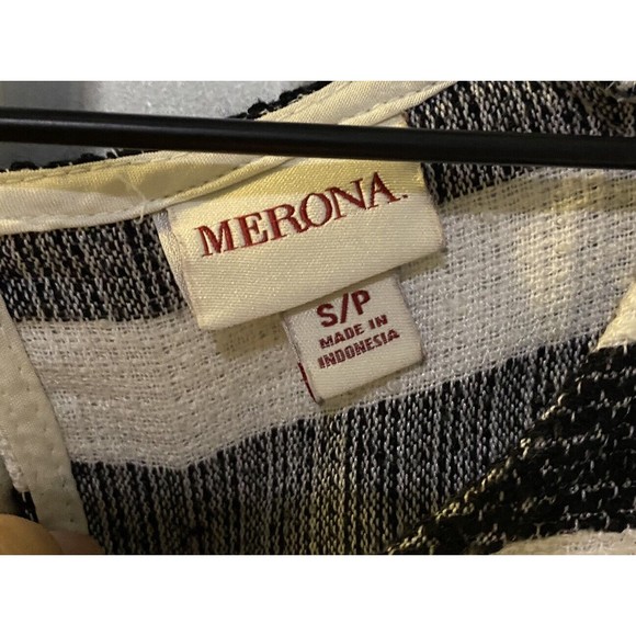 Merona Short Sleeve Top Womens Small Black White Striped Boxy Career Work Wear - Picture 4 of 7